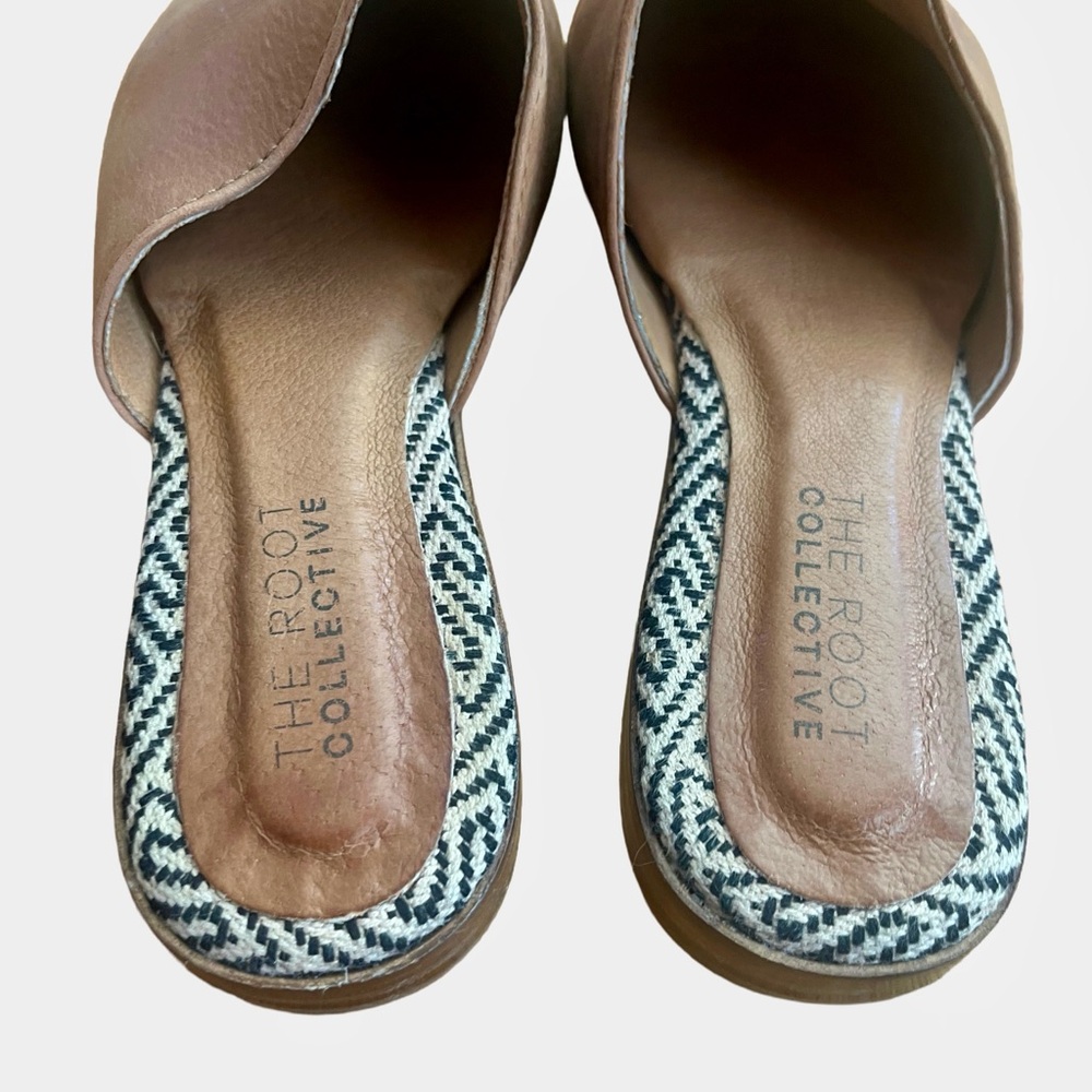 The Root Collective Brown Chestnut Leather Lilli Mules ECO Friendly Anthro Sz 9 - Picture 5 of 6
